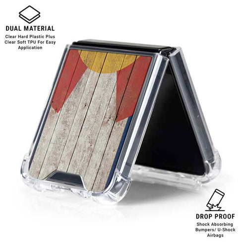 Colorado Flag Dark Wood Galaxy Z Flip6 Clear Case